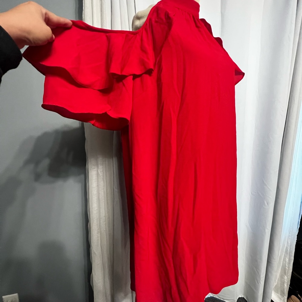 spin usa Women’s cold shoulder little red A line dress Double Layer  Size XXL